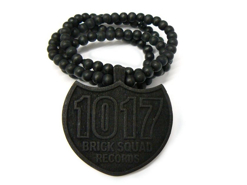 HIP HOP WOOD BRICK SQUAD RECORDS #1017 PENDANT NECKLACE 36 WOODEN 