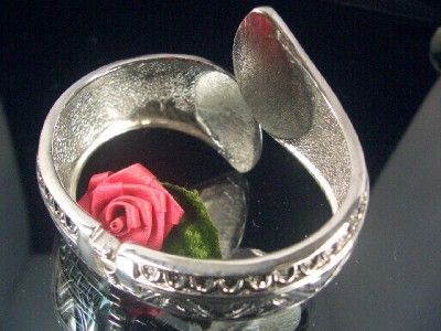 Elegant Silver Tone Wide Open Bangle Bracelet Cuff B187  