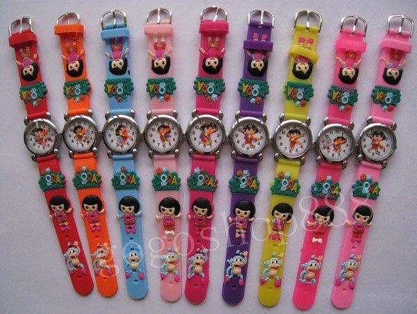 10pcs silica gel DORA cartoon 3D children watches best gift for Xmas 