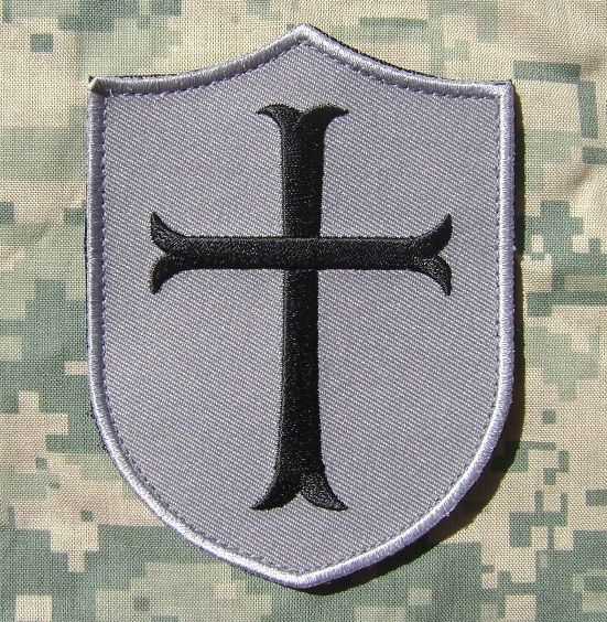   CROSS CRUSADER SHIELD ARMY MORALE MILSPEC ACU DARK VELCRO PATCH  