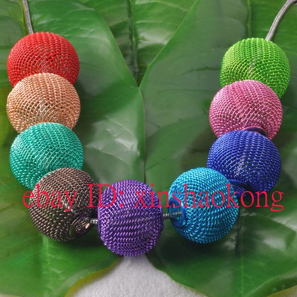 FREE SHIP 20pcs Mixed Colour Steeel Mesh Indonesia Bead Fit Bracelet 