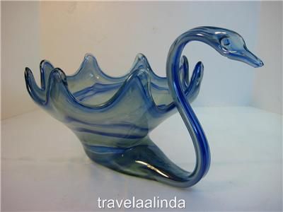 LARGE MURANO/VIKING VINTAGE SWAN BOWL 14X9X9  