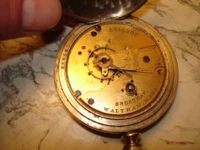 NICE ANTIQUE WALTHAM BROADWAY 18 SIZE POCKET WATCH WORKING 