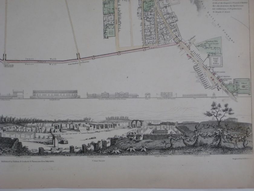 1832 SDUK Map/ Plan of Ancient Pompeii, Itlay  