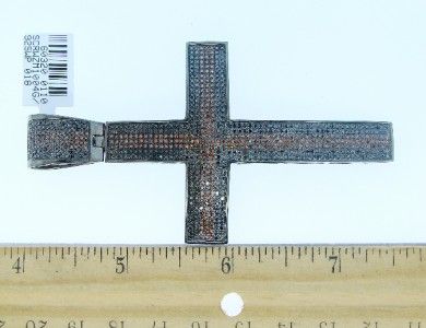 15 CT MENS BLACK ON BLACK DIAMOND XL CROSS PENDANT  