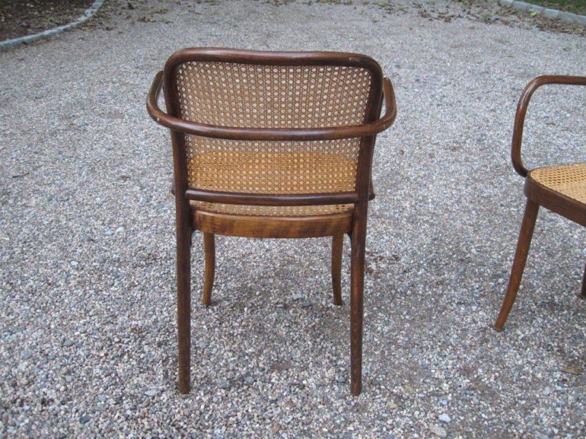 Pair of Stendig Caned Bentwood Armchairs Le Corbusier  