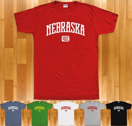 NEBRASKA T shirt   Area Code 402   Cornhuskers XS 4XL  