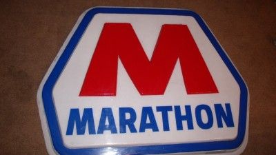 HUGE 5 FOOT MARATHON SPEEDWAY AUTO GAS OIL GASOLINE ADVERTISEMENT SIGN 