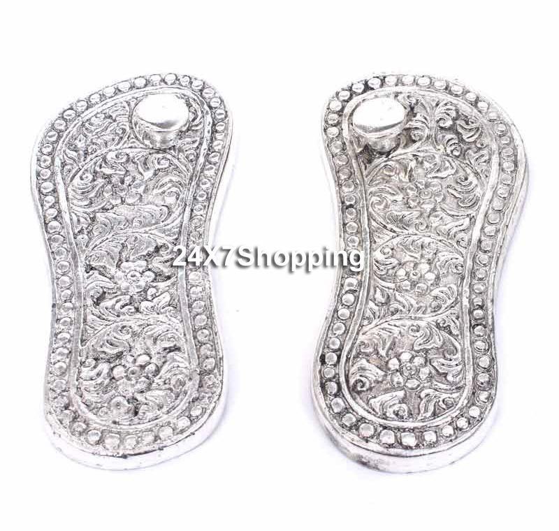 Beautiful Metal Charan Paduka Indian God Feet~New  