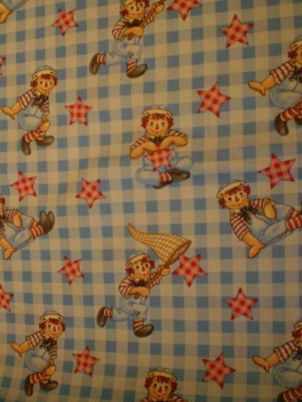 Raggedy Ann & Andy Blue Cotton Fabric  