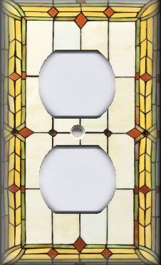 Light Switch Plate Cover   Art Nouveau   Stained Glass Pattern 03 