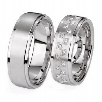   GOLD MATCHING HIS & HERS WEDDING BANDS DIAMONDS RINGS MENS WOMENS SET