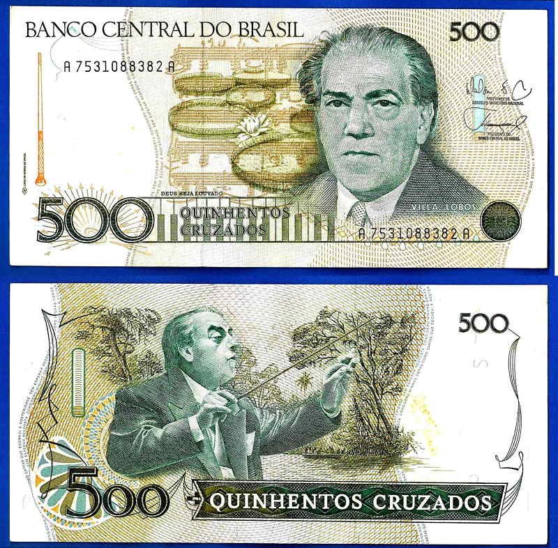 Brazil 500 Cruzados 1988 Brasil Prefix A Free Shiping Worlwide Paypal 