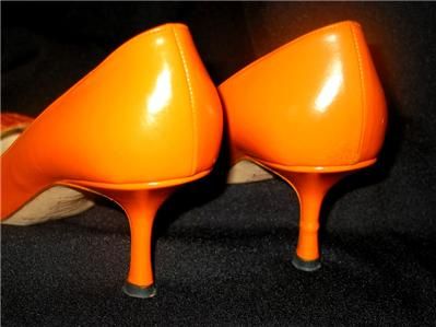 JIMMY CHOO ORANGE LEATHER HEELS PUMPS SIZE 36.5 / 6.5 M  