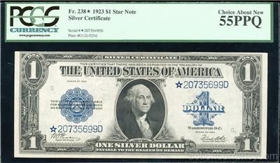 AC Fr 238 1923 $1 Silver Certificate STAR PCGS 55PPQ   