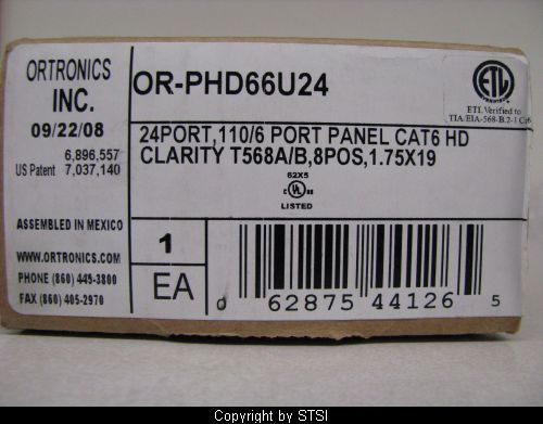 Ortronics Clarity Cat6 24 Patch Panel OR PHD66U24 ~STSI  