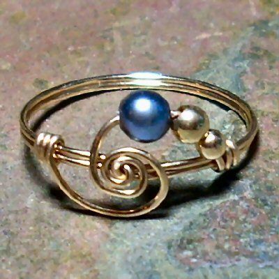   Spiral Wire Bead Ring in 14k GF or Sterling Silver   Sizes 3 14.5