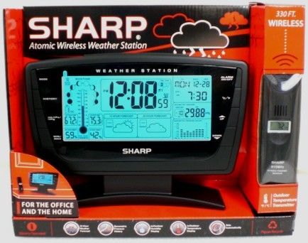 Sharp Atomic Clock & Wireless Weather Station Alarm NEW  