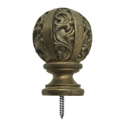 allen + roth 2 Pack Vintage Gold Leaf Curtain Rod Finials  