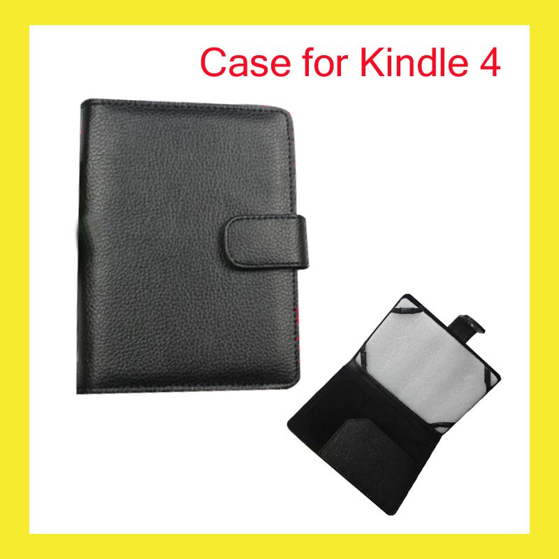 For  Kindle 4 4th Generation PU Leather Pouch Case Cover  black 