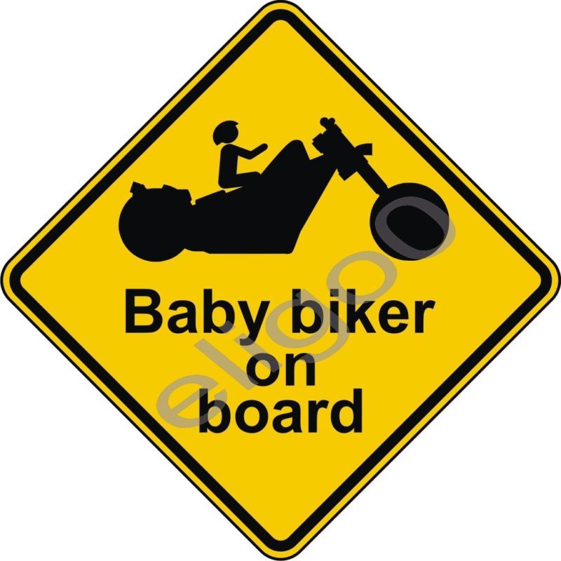 warning sticker BABY BIKER ON BOARD custom chopper new  