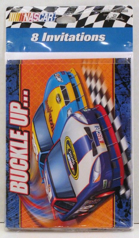 NASCAR Birthday Party 8 Invitations and Envelopes  