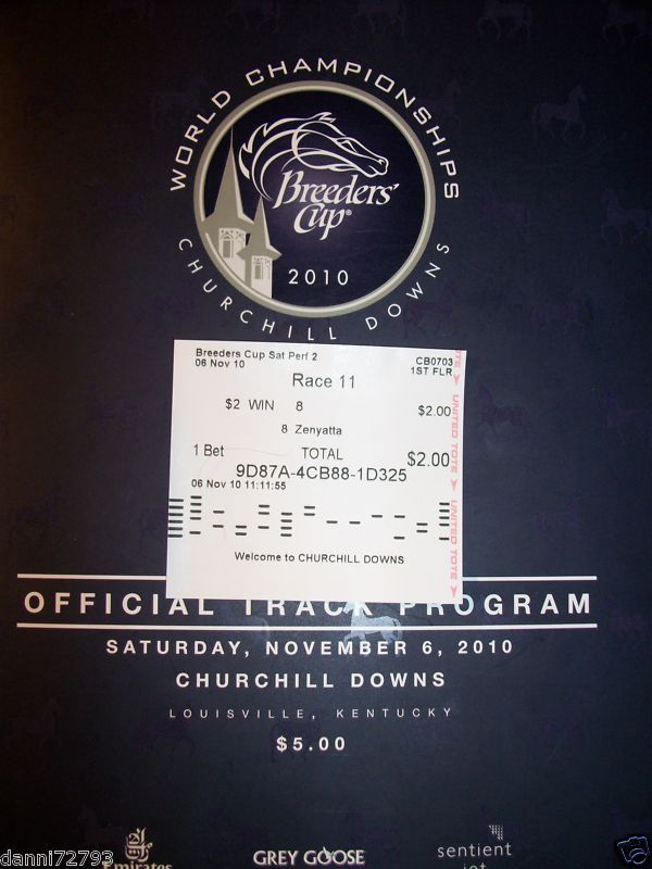 Breeders Cup TICKET & PROGRAM ZENYATTAS LAST DANCE  