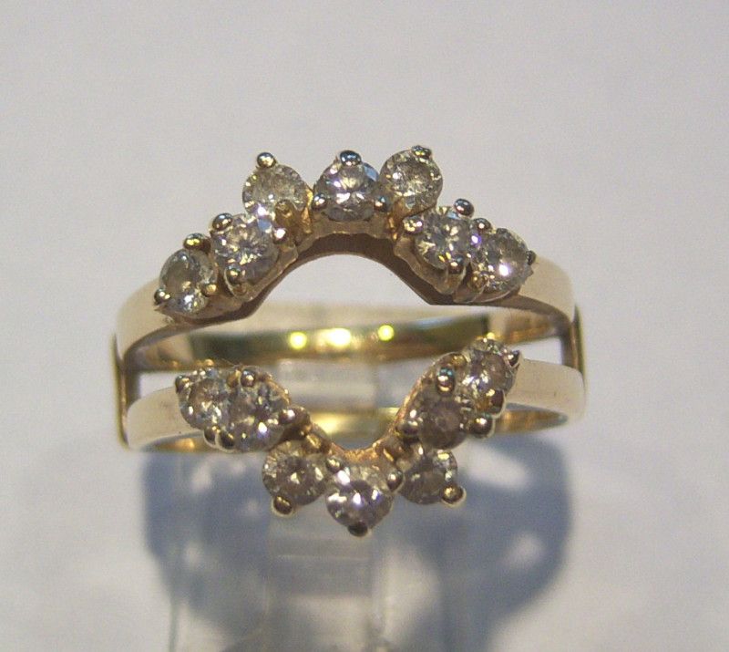 VINTAGE 14K DIAMOND WEDDING INSERT GUARD WRAP RING  