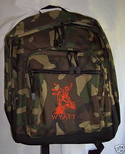 Bull Riding CAMO Backpack & Lunch bag PERSONALIZED  