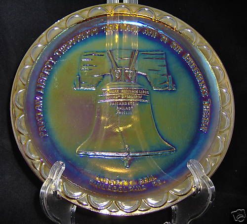 Indiana Carnival Glass Bicentennial Liberty Bell Plate  