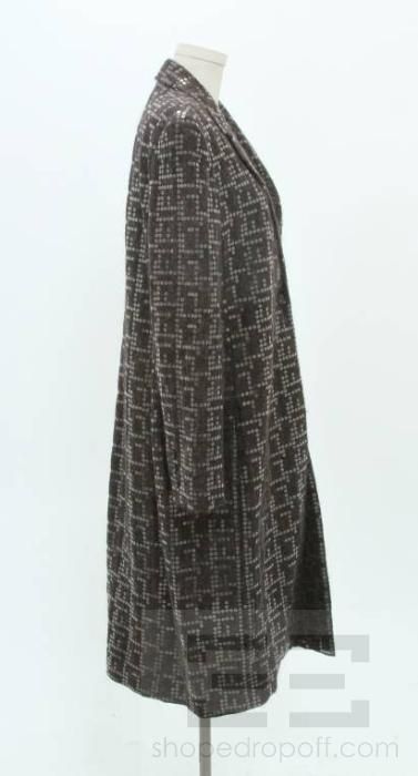 Carolina Herrera Metallic Chocolate Brown Sequin Mohair Jacket Size 20 