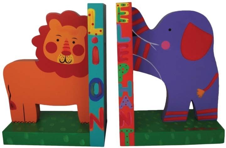 TATUTINA WOOD ADORABLE DESIGNED JUNGLE ANIMAL BOOKENDS  