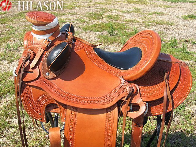 664 HILASON BIG KING WESTERN WADE RANCH ROPING SADDLE 16  