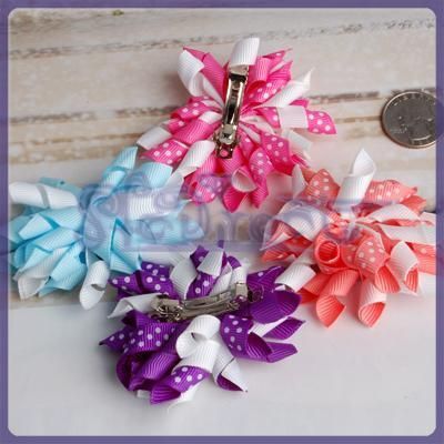 RUFFLE Girls Hair Bows French Clips Grosgrain Ribbon  