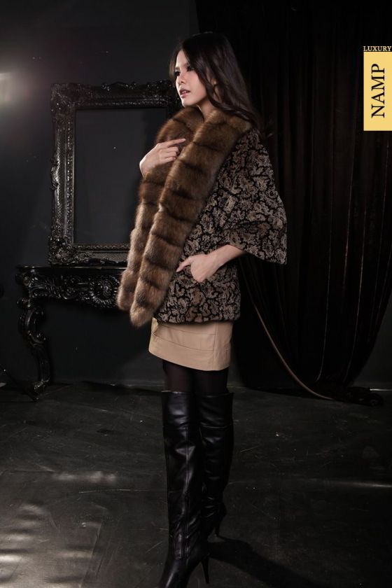   SAGA FURS Womens Top luxury (velvet mink printing )MINK Coat  