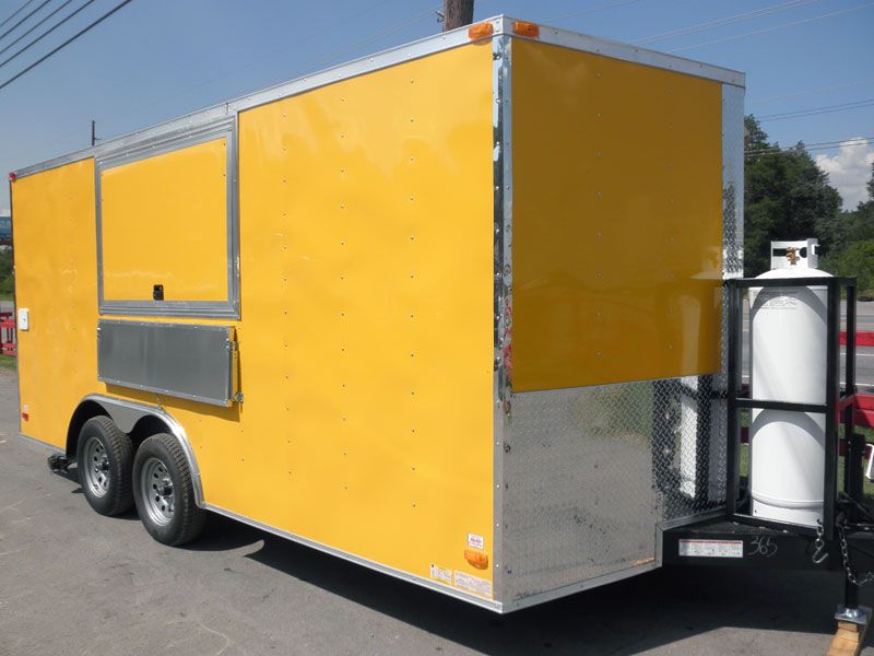 NEW 8.5 X 16 ENCLOSED V NOSE CONCESSION FOOD TRAILER  