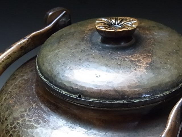 ANTIQUE 19c YAKAN Japanese tea ceremonies copper kettle  