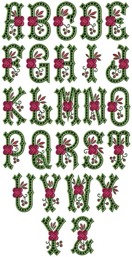 Country Charm Cutwork machine embroidery font   all symbols