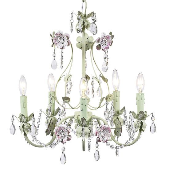 Pink & Green Flower Garden Chandelier Childrens Decor  