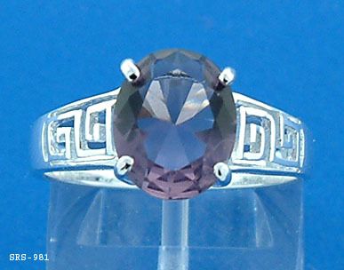 Oval cut Amethyst & 925 sterling silver ring 981 Size6  