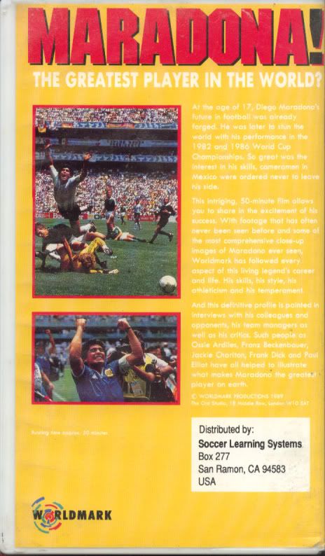 DIEGO MARADONA Greatest Soccer Player In The World VHS  