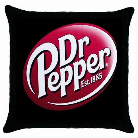 New Black Throw Pillow Case Dr Pepper Soda Logo  