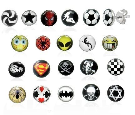   BOYS **SINGLE** STUD LOGO PICTURE CARTOON EARRING STUDS EARING  