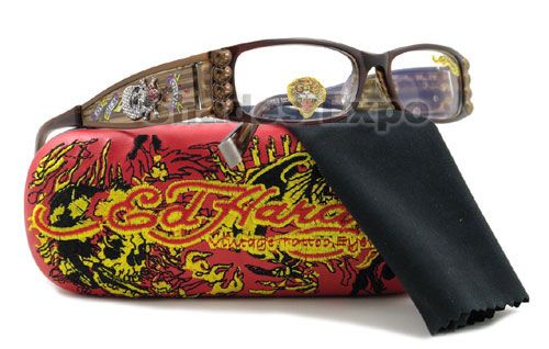 NEW ED HARDY EYEGLASSES RX EHO 712 BROWN EHO712 OPTICAL  