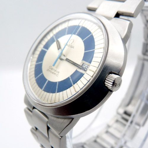 Omega Dynamic Geneve Steel Bracelet. Blue Bulls Eye Dial   Retro 