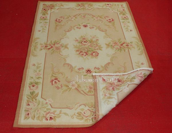 3X5 Shabby French Chic Aubusson Rug ~ LIGHT PINK IVORY CREAM Subtle 