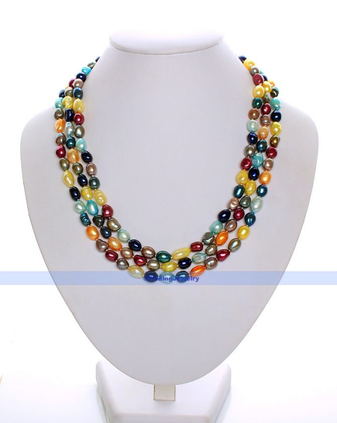 68 Genuine MultiColored Freshwater Pearl Necklace  GREAT GIFT  