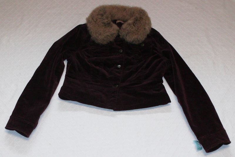 Jacket Coat Gadzooks Burgundy M Medium FauxFur Corduroy  