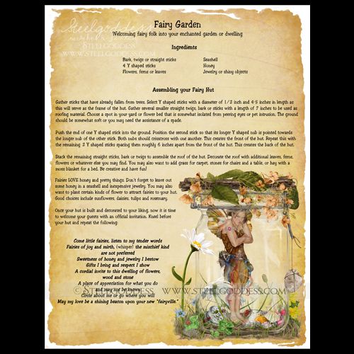 FAIRY GARDEN Spell Book of Shadows Pages Wicca Art BoS  