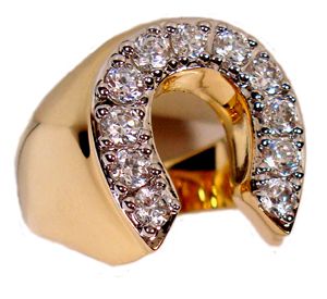 Mens Horse Shoe Lucky 18kt Gold Plated Ring New  